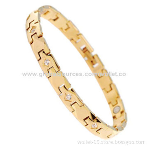 Wholesale Gold Plating Tungsten Therapy Bracelet with High-polished, Good for Health